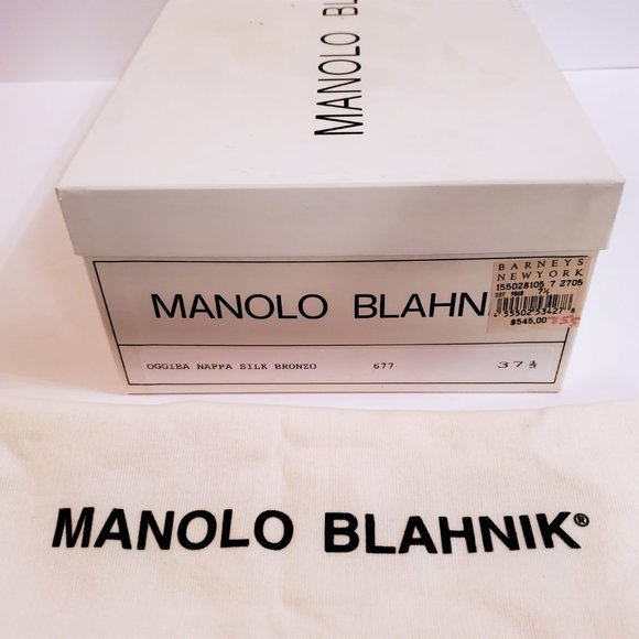 Manolo Blahnik Kitten Heel Sandals EU 37.5 (US 7.5) bronze oggiba - Picture 9 of 9